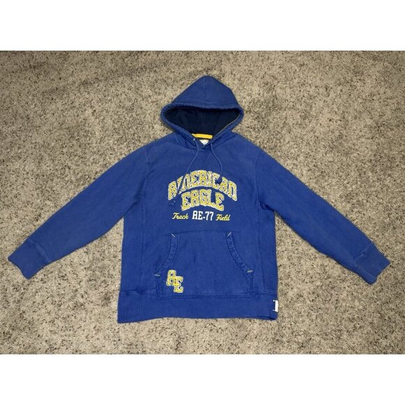 AMERICAN EAGLE Varsity Hoodie Heavyweight Thick Sweatshirt Y2k 90s Track LARGE - Picture 1 of 11